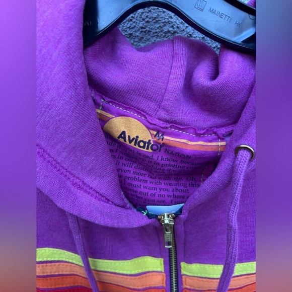 Aviator Nation Five Stripe Zip Hoodie Magenta/Orange Yellow New with Tags! - Picture 4 of 6